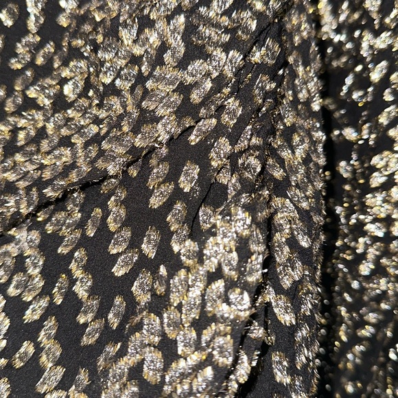 House of CB Medium Metallic Silk Arianna Draped Plunge Mock Wrap Ruched Holiday - Picture 11 of 16